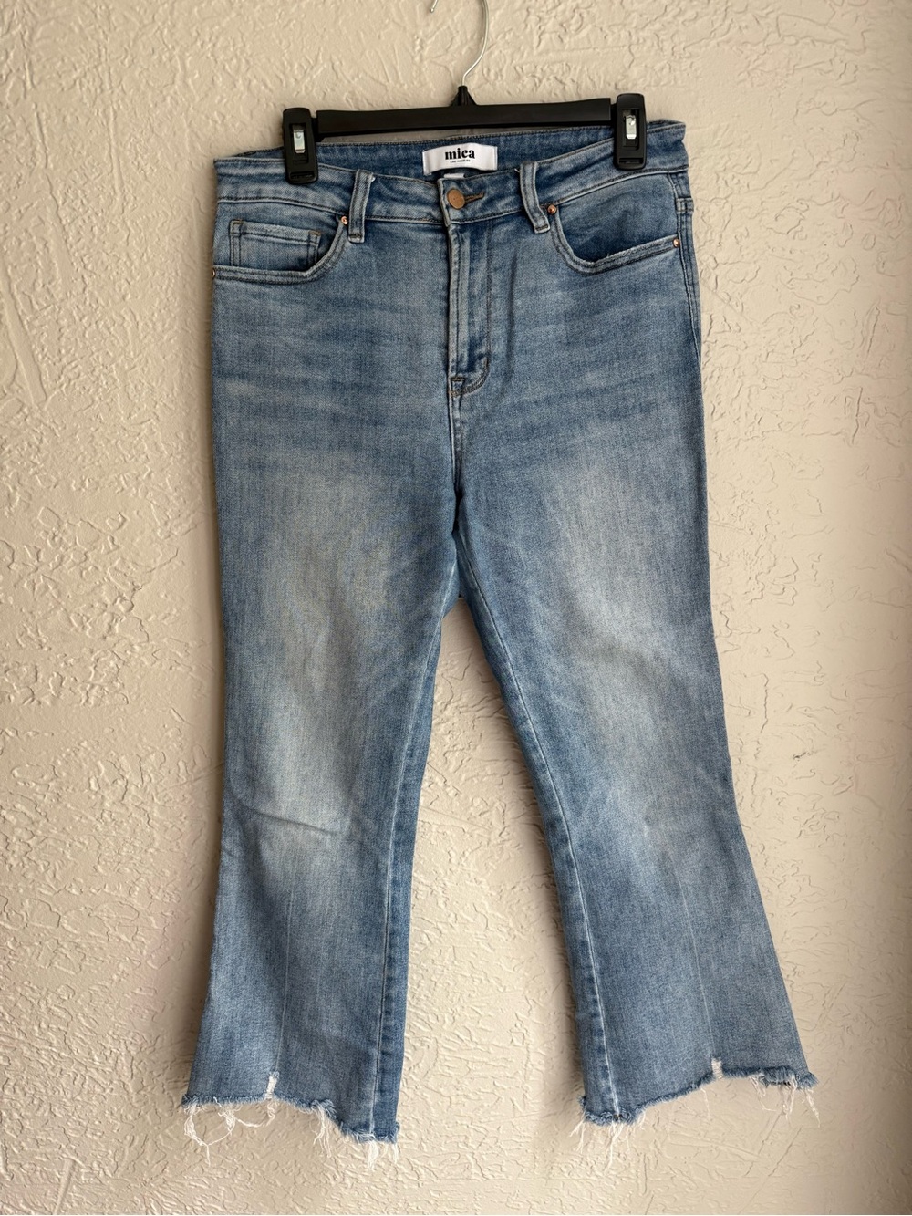 Misa Los Angeles Faded Light Blue Cropped Flare Jeans